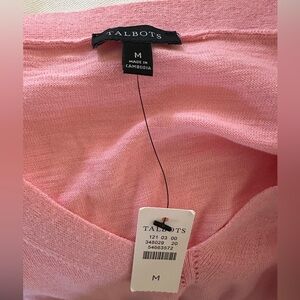 🩷 NWT TALBOTS women’s V-Neck Sweater pink size medium lightweight cotton new
